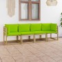 4-seater garden sofa with bright green cushions by vidaXL, Garden sets - Ref: Foro24-3065269, Price: 246,25 €, Discount: %