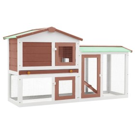 Large brown and white wooden animal cage 145x45x84 cm by vidaXL, Cages and habitats for small animals - Ref: Foro24-170841, P...