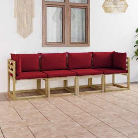 3-seater garden sofa with red cushions by vidaXL, Garden sets - Ref: Foro24-3065209, Price: 247,59 €, Discount: %