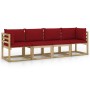 3-seater garden sofa with red cushions by vidaXL, Garden sets - Ref: Foro24-3065209, Price: 246,57 €, Discount: %