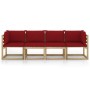 3-seater garden sofa with red cushions by vidaXL, Garden sets - Ref: Foro24-3065209, Price: 246,57 €, Discount: %