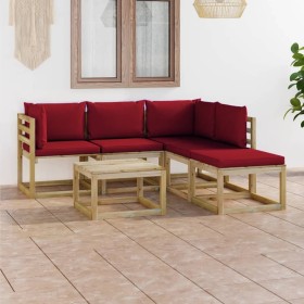 Garden furniture set 6 pieces with red cushions by vidaXL, Garden sets - Ref: Foro24-3065214, Price: 298,99 €, Discount: %