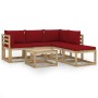 Garden furniture set 6 pieces with red cushions by vidaXL, Garden sets - Ref: Foro24-3065214, Price: 298,65 €, Discount: %