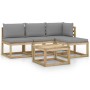 5-piece garden furniture set with gray cushions by vidaXL, Garden sets - Ref: Foro24-3064970, Price: 291,99 €, Discount: %