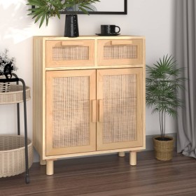 Braunes Sideboard aus massivem Kiefernholz und natürlichem Rattan 60x30x75 cm von vidaXL, Sideboards - Ref: Foro24-345638, Pr...