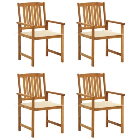 Garden chairs with cushions, 4 units, solid acacia wood. by vidaXL, Garden chairs - Ref: Foro24-3061172, Price: 261,99 €, Dis...