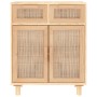 Brown solid pine wood and natural rattan sideboard 60x30x75 cm by vidaXL, Sideboards - Ref: Foro24-345638, Price: 132,39 €, D...