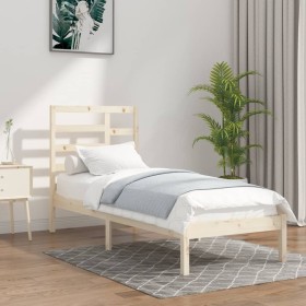 Solid wood bed frame 100x200 cm by vidaXL, Beds and slatted bases - Ref: Foro24-3105785, Price: 83,71 €, Discount: %