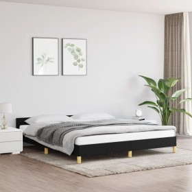 Bed frame with black fabric headboard 160x200 cm by vidaXL, Beds and slatted bases - Ref: Foro24-347425, Price: 121,19 €, Dis...