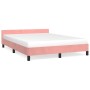 Estructura de cama con cabecero de terciopelo rosa 140x190 cm de vidaXL, Camas y somieres - Ref: Foro24-347572, Precio: 131,9...