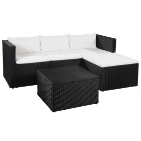 Set de muebles de jardín 3 pzas ratán sintético negro y blanco de vidaXL, Conjuntos de jardín - Ref: Foro24-44168, Precio: 27...