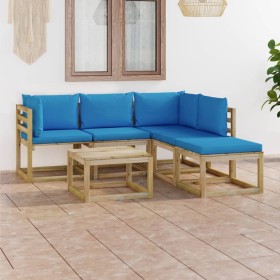 Juego de muebles de jardín 6 piezas con cojines azul claro de vidaXL, Conjuntos de jardín - Ref: Foro24-3065064, Precio: 337,...