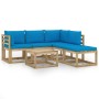 6-piece garden furniture set with light blue cushions by vidaXL, Garden sets - Ref: Foro24-3065064, Price: 337,99 €, Discount: %