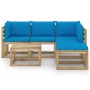 6-piece garden furniture set with light blue cushions by vidaXL, Garden sets - Ref: Foro24-3065064, Price: 337,99 €, Discount: %