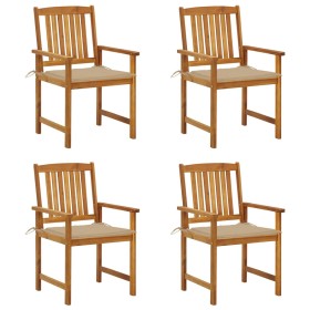 Garden chairs with cushions 4 units solid acacia wood by vidaXL, Garden chairs - Ref: Foro24-3061174, Price: 271,99 €, Discou...