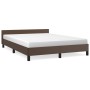 Estructura de cama cabecero cuero sintético marrón 140x190 cm de vidaXL, Camas y somieres - Ref: Foro24-347498, Precio: 133,4...