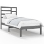 Gray solid wood bed frame 100x200 cm by vidaXL, Beds and slatted bases - Ref: Foro24-3105787, Price: 96,41 €, Discount: %