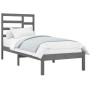 Gray solid wood bed frame 100x200 cm by vidaXL, Beds and slatted bases - Ref: Foro24-3105787, Price: 96,41 €, Discount: %