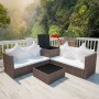 4-teiliges Gartenmöbel-Set und braune synthetische Rattankissen von vidaXL, Gartensets - Ref: Foro24-42892, Preis: 449,99 €, ...