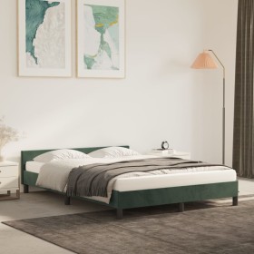 Dark green velvet bed frame with headboard 140x190 cm by vidaXL, Beds and slatted bases - Ref: Foro24-347570, Price: 129,40 €...