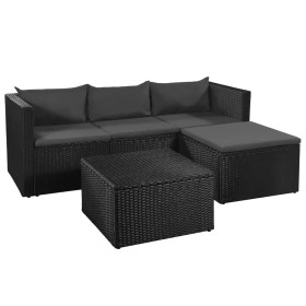 Gartenmöbel-Set 3-teilig aus schwarzem und grauem synthetischem Rattan von vidaXL, Gartensets - Ref: Foro24-44169, Preis: 377...