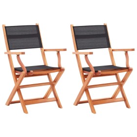 Folding garden chairs 2 units eucalyptus wood black textilene by vidaXL, Garden chairs - Ref: Foro24-48692, Price: 146,99 €, ...