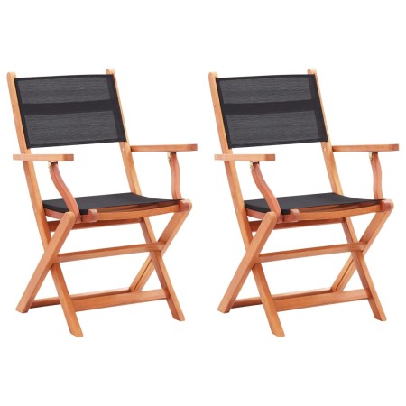 Folding garden chairs 2 units eucalyptus wood black textilene by vidaXL, Garden chairs - Ref: Foro24-48692, Price: 145,62 €, ...