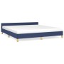 Bed frame with blue fabric headboard 160x200 cm by vidaXL, Beds and slatted bases - Ref: Foro24-347429, Price: 120,94 €, Disc...