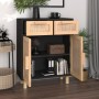 Schwarzes Sideboard aus massivem Kiefernholz und natürlichem Rattan, 60 x 30 x 75 cm von vidaXL, Sideboards - Ref: Foro24-345...