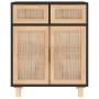 Schwarzes Sideboard aus massivem Kiefernholz und natürlichem Rattan, 60 x 30 x 75 cm von vidaXL, Sideboards - Ref: Foro24-345...