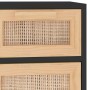 Schwarzes Sideboard aus massivem Kiefernholz und natürlichem Rattan, 60 x 30 x 75 cm von vidaXL, Sideboards - Ref: Foro24-345...