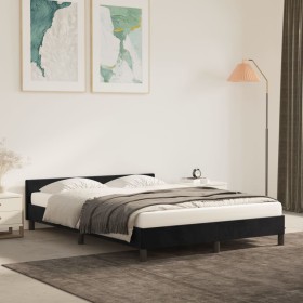 Bed frame with black velvet headboard 140x190 cm by vidaXL, Beds and slatted bases - Ref: Foro24-347569, Price: 109,95 €, Dis...