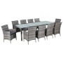 Set de comedor de jardín 11 pzas y cojines ratán sintético gris de vidaXL, Conjuntos de jardín - Ref: Foro24-43957, Precio: 9...