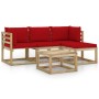 5-piece garden furniture set with red cushions by vidaXL, Garden sets - Ref: Foro24-3065121, Price: 263,43 €, Discount: %