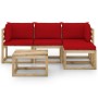 5-piece garden furniture set with red cushions by vidaXL, Garden sets - Ref: Foro24-3065121, Price: 263,43 €, Discount: %