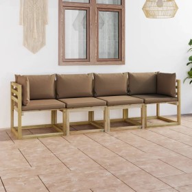 4-seater garden sofa with taupe cushions by vidaXL, Garden sets - Ref: Foro24-3065179, Price: 271,33 €, Discount: %