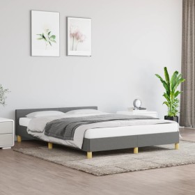 Dark gray fabric bed frame with headboard 140x190 cm by vidaXL, Beds and slatted bases - Ref: Foro24-347408, Price: 113,82 €,...