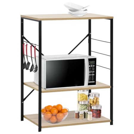 Microwave cabinet made of black oak wood engineering, measuring 60x39.6x79.5cm. by vidaXL, Kitchen utensil containers - Ref: ...