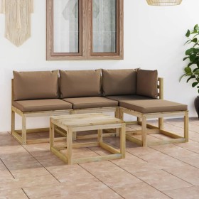 Juego de muebles jardín de 5 piezas con cojines gris taupe de vidaXL, Conjuntos de jardín - Ref: Foro24-3065180, Precio: 291,...