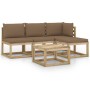 5-piece garden furniture set with taupe gray cushions by vidaXL, Garden sets - Ref: Foro24-3065180, Price: 291,99 €, Discount: %