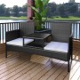 2-seater garden sofa with black synthetic rattan table by vidaXL, garden benches - Ref: Foro24-42844, Price: 217,88 €, Discou...