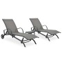 2 units of sun loungers with table, made of textilene and steel. by vidaXL, Loungers - Ref: Foro24-47846, Price: 225,11 €, Di...