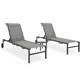 Loungers with table 2 textilene and steel units by vidaXL, Loungers - Ref: Foro24-47847, Price: 211,99 €, Discount: %