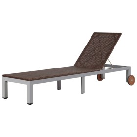 Brown synthetic rattan lounger with wheels by vidaXL, Loungers - Ref: Foro24-43974, Price: 143,70 €, Discount: %