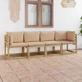 4-seater garden sofa with beige cushions by vidaXL, Garden sets - Ref: Foro24-3065029, Price: 278,99 €, Discount: %