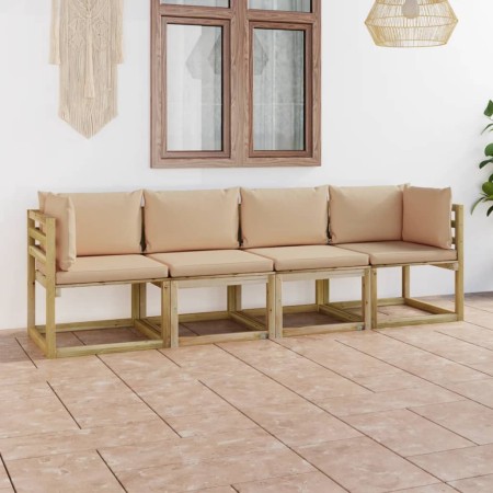 4-seater garden sofa with beige cushions by vidaXL, Garden sets - Ref: Foro24-3065029, Price: 287,45 €, Discount: %