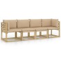 4-seater garden sofa with beige cushions by vidaXL, Garden sets - Ref: Foro24-3065029, Price: 287,45 €, Discount: %