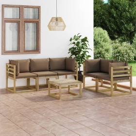 6-teiliges Gartenmöbel-Set mit taupefarbenen Kissen von vidaXL, Gartensets - Ref: Foro24-3065185, Preis: 375,99 €, Rabatt: %