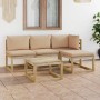 Set de muebles de jardín 5 piezas y cojines beige de vidaXL, Conjuntos de jardín - Ref: Foro24-3065030, Precio: 298,99 €, Des...