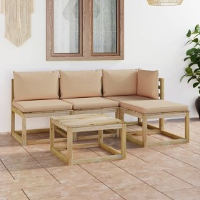 5-piece garden furniture set with beige cushions by vidaXL, Garden sets - Ref: Foro24-3065030, Price: 298,99 €, Discount: %